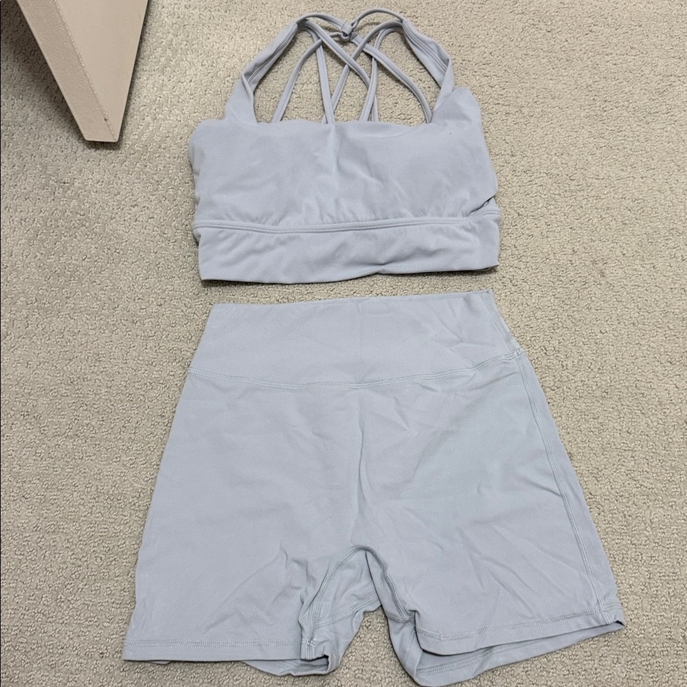 Buffbunny legacy High-Waisted Gray Shorts 4” + legacy bra set